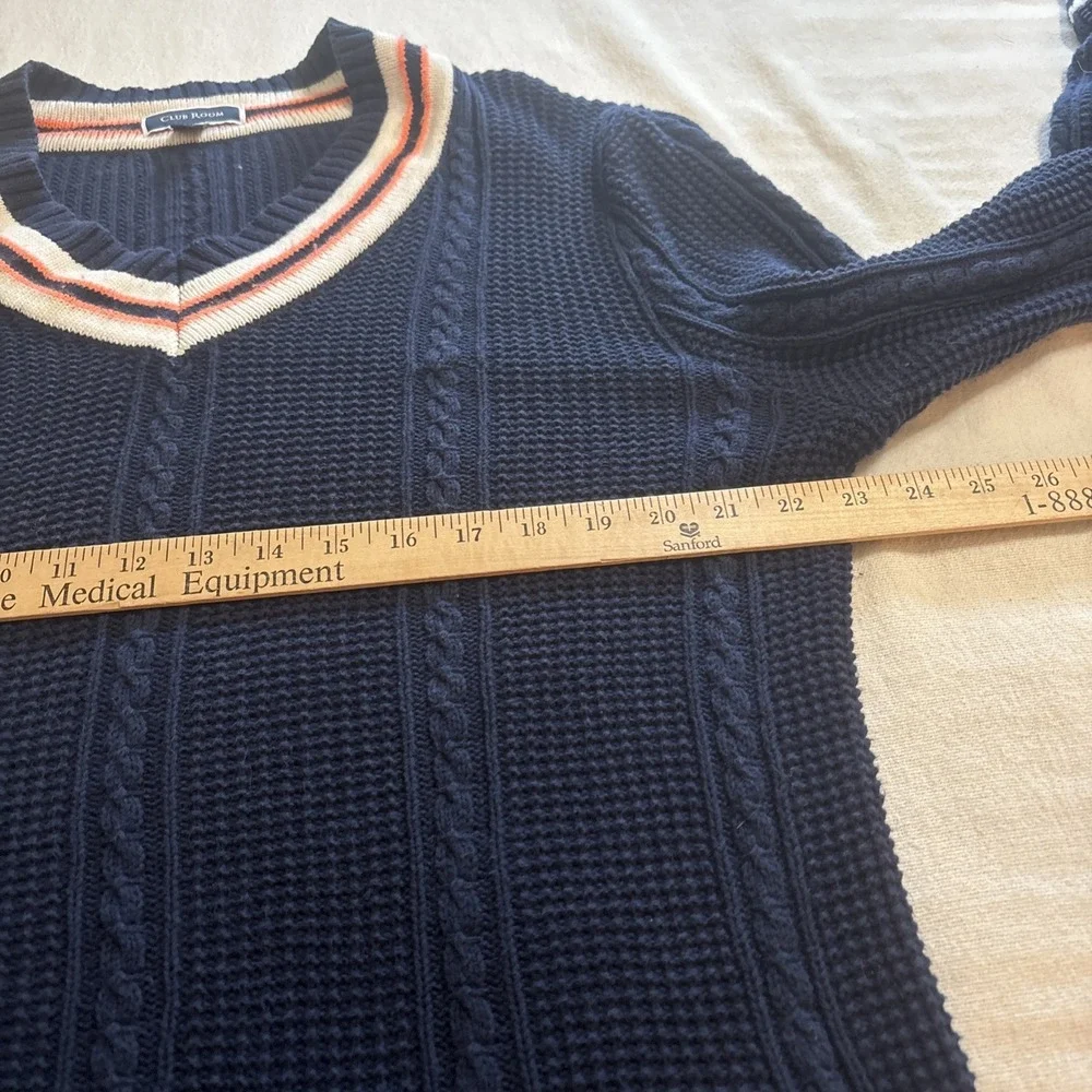 Club Room Men's Textured Cricket Knit Sweater‎ Blue Size Medium Preppy Heritage